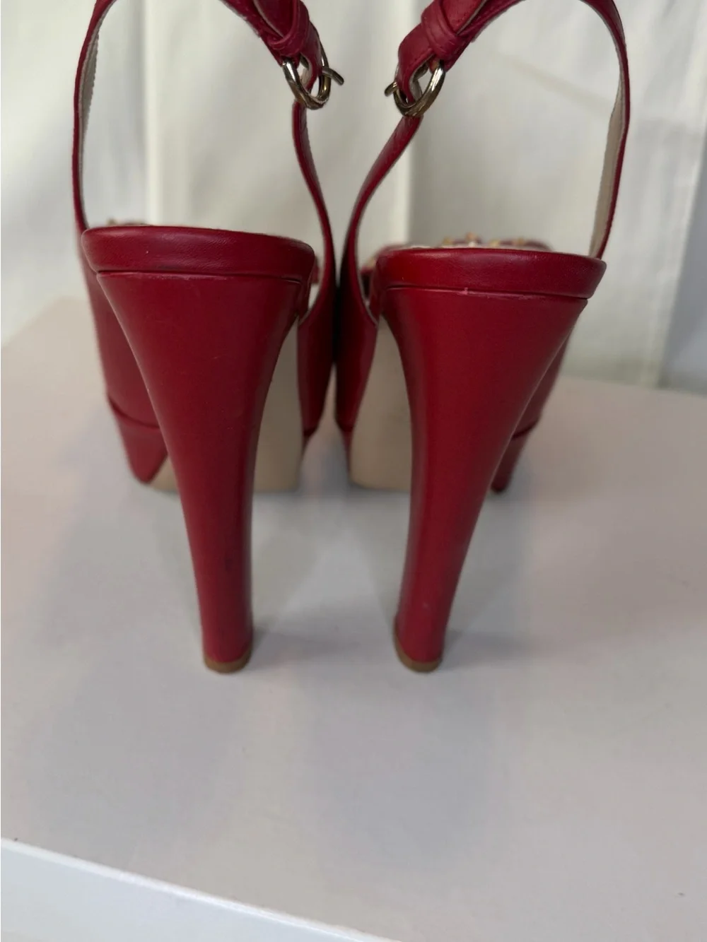 Valentino Garavani Red Bow Stud Slingback Heels